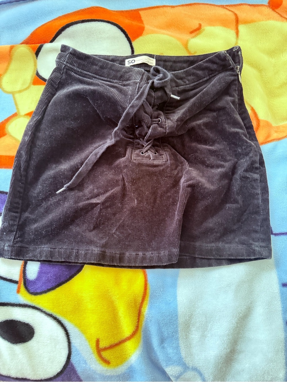 SO Lace-Up Corduroy Skort in Charcoal